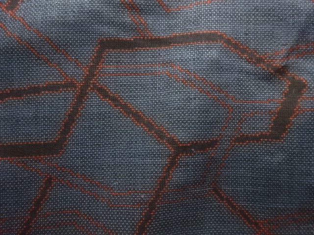 JAPANESE KIMONO / ANTIQUE KIMONO / SILK / DORO OSHIMA TSUMUGI (5 maruki) / WOVEN ABSTRACT PATTERN